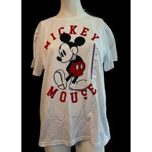 Disney Mickey Mouse Womens Medium White Graphic Short Sleeve T Shirt NWT
